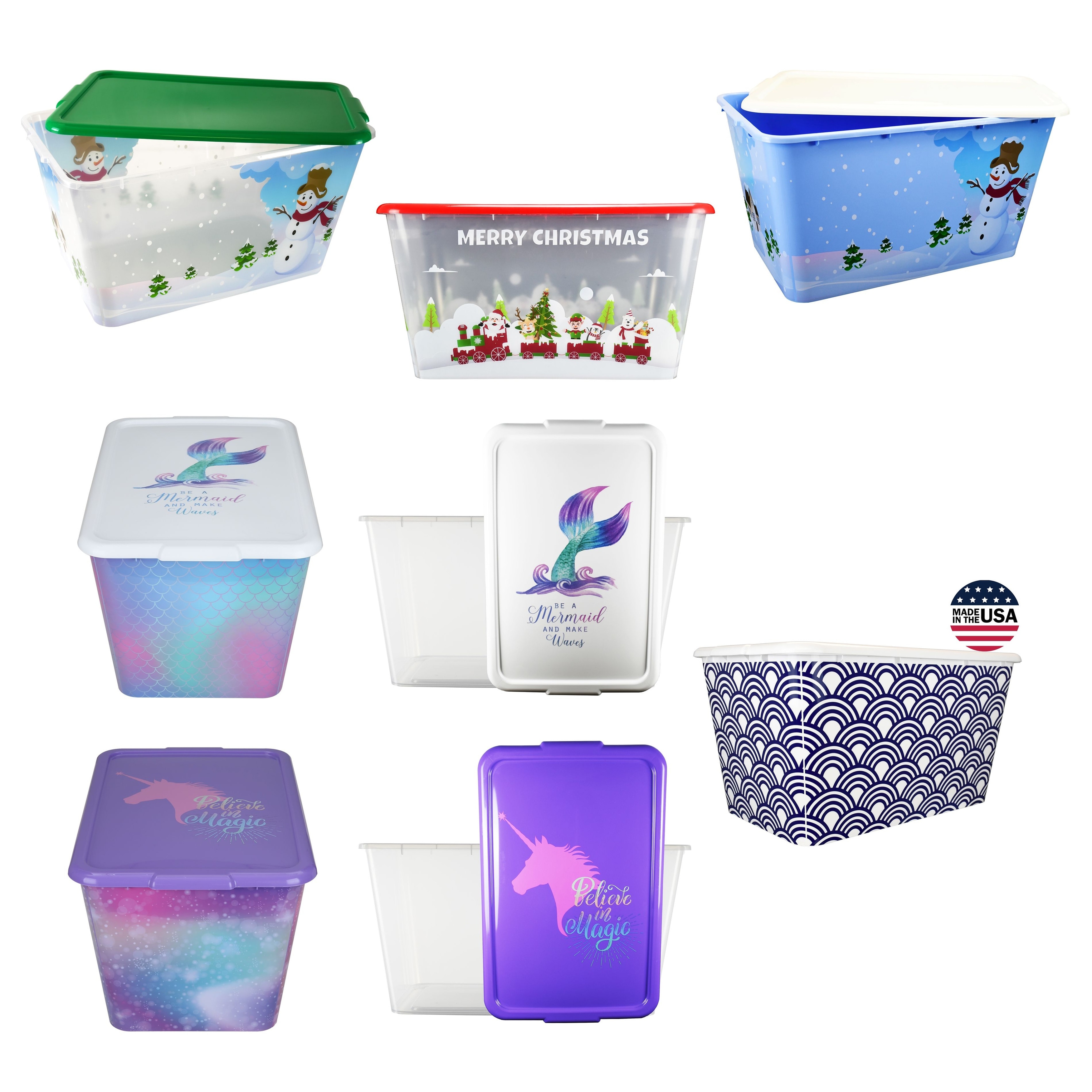 SimplyKleen 4 Pack 14.5 gallon 58 quart IML Reusable Stacking Plastic Storage Tote Printed Containers with Lids N A