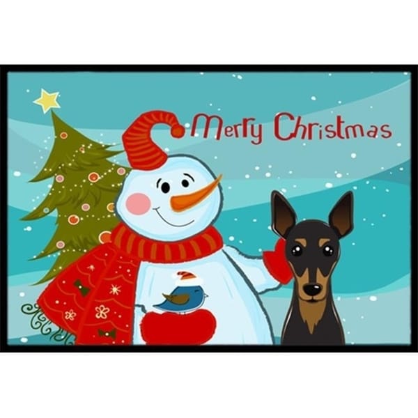 Carolines Treasures BB1860MAT Snowman With Min Pin Indoor & Outdoor Mat 18 x 27 in.