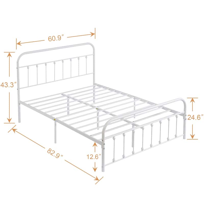 Javlergo Victorian Style Bed Frame with Arched Headboard & Footboard Twin/Full/Queen/King Size Metal Bed No Box Spring Needed