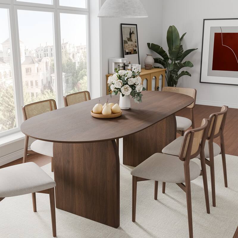 Solid Wood Dining Table for 6-8 People Nordic style - 67*33 - Walnut