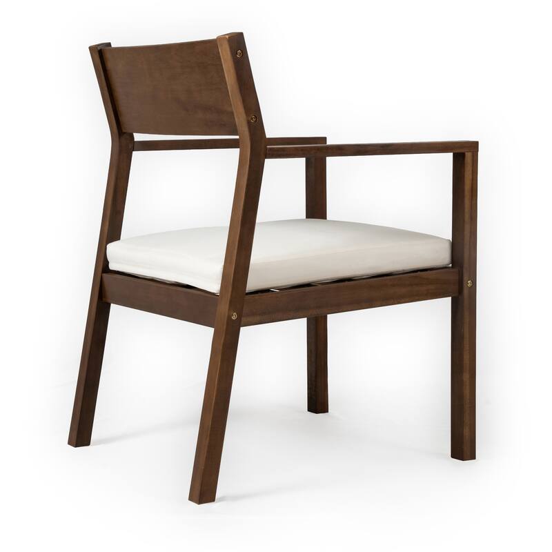 Outdoor Patio Dining Table Set for 6 - Person with Umbrella Hole Acacia Wood and Removable Cushions