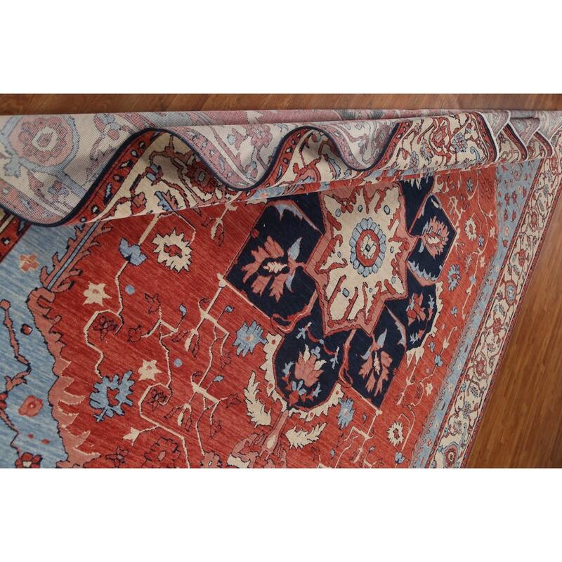 Red Heriz Serapi Turkish Oriental Wool Area Rug Hand-knotted Carpet - 9'9" x 13'0"