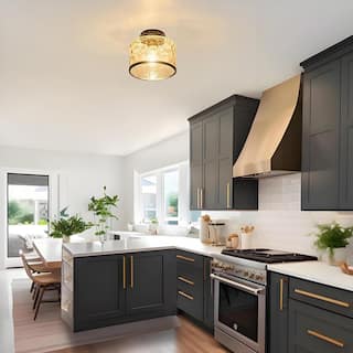 Mid century kitchen flush black Crystal ceiling mount glass, metal modern bright ceiling lights - N/A