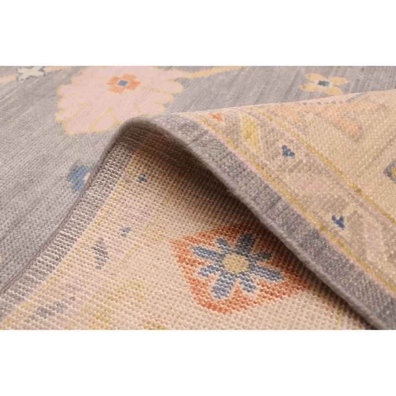 ECARPETGALLERY Hand-knotted Modern Oushak Dark Grey Wool Rug - 8'0 x 9'11