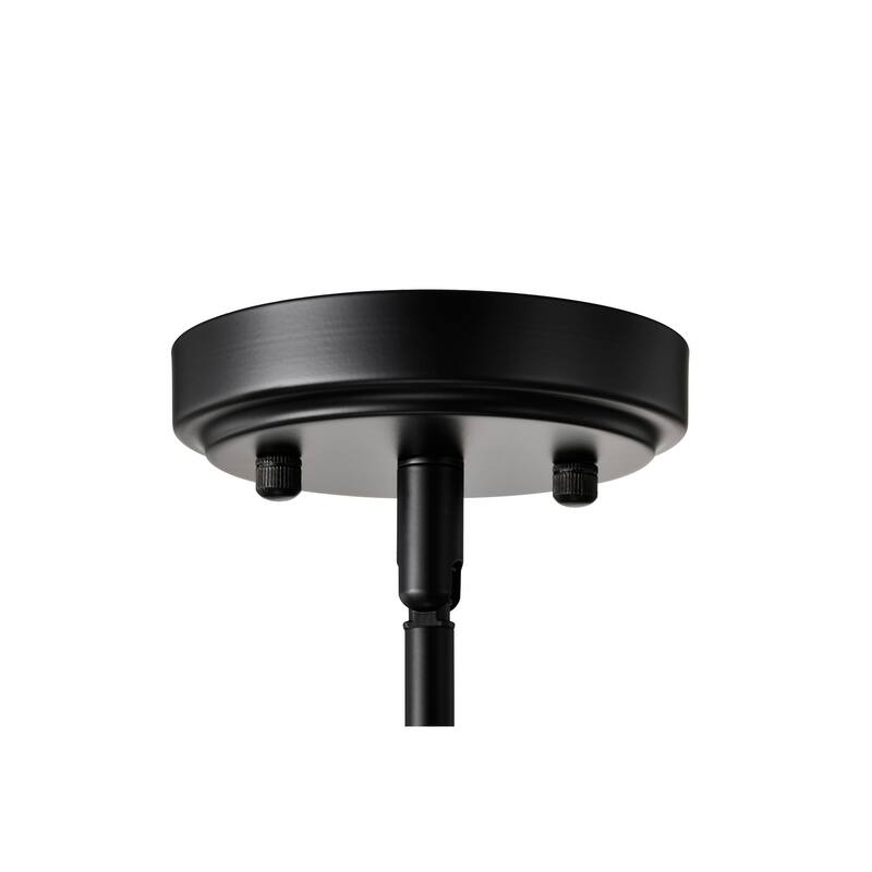 1-Light Matte Black Mini Pendant with Pyramid Shaped Etched White Glass Shade