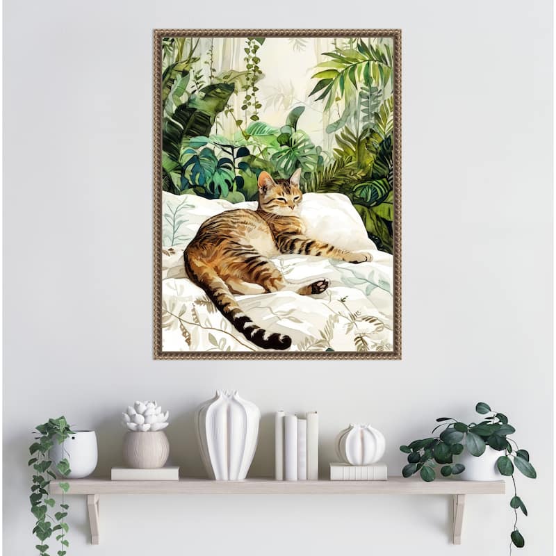 Cats Life Sleepy Time by Justyna Jaszke Framed Canvas Wall Art