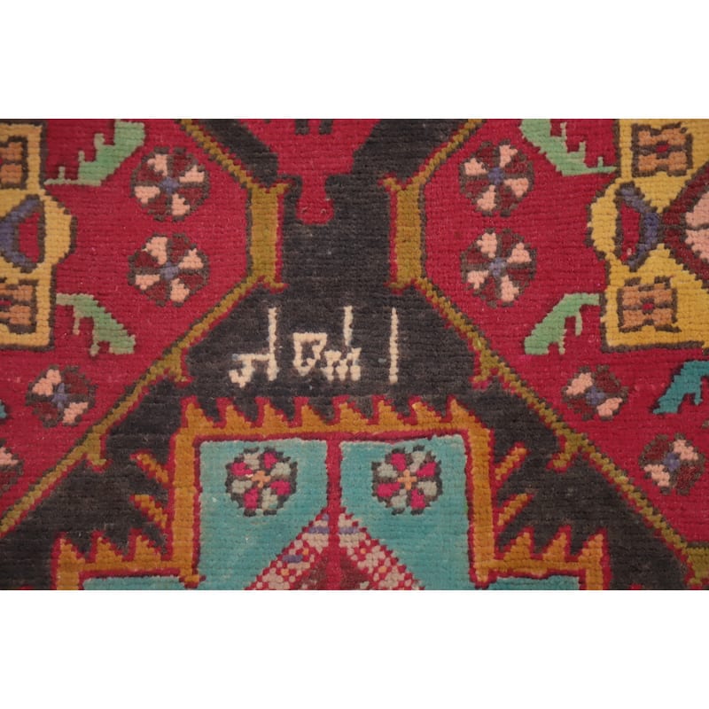 Hand Knotted Oriental 100% Wool Carpet Traditional Geometric Red Ardebil Runner Rug - 9' 4'' X 4' 5''