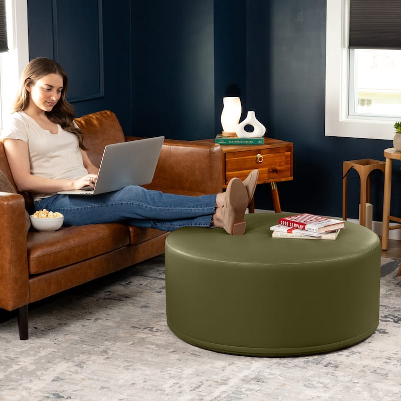 Jaxx Candler Round Couch Ottoman Large Coffee Table & Foot Rest