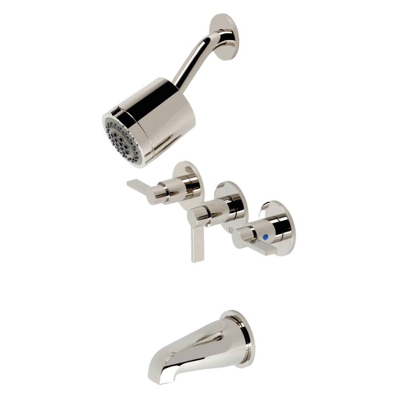NuvoFusion Three-Handle Tub and Shower Faucet - Polished Nickel