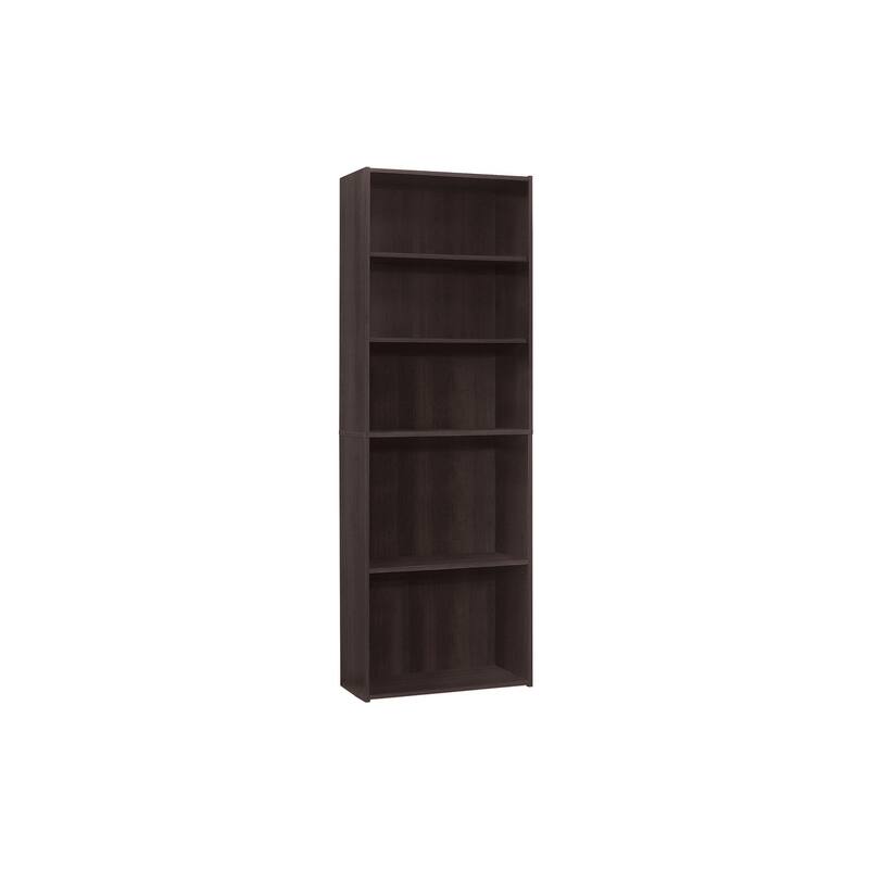 Transitional 6 Tier Bookshelf, 72"h Bookcase with 3 Adjustable Shelves and 2 Fixed Shelves for Living room Office Bedroom - Espresso