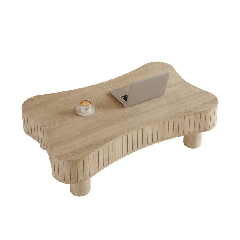 Lift Top Coffee Table 42" - Fluted Panel Hidden Storage, Silent Hydraulic Lift, Curved Safety Corners,5 Min Assembly