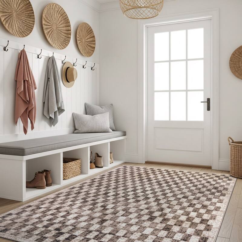 World Rug Gallery Contemporary Checkered Area Rug