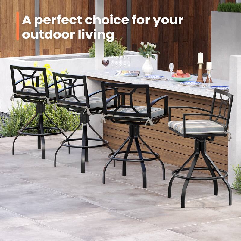 Pellebant Patio Aluminum Swivel Bar Stools with Sunbrella Fabric Cushion