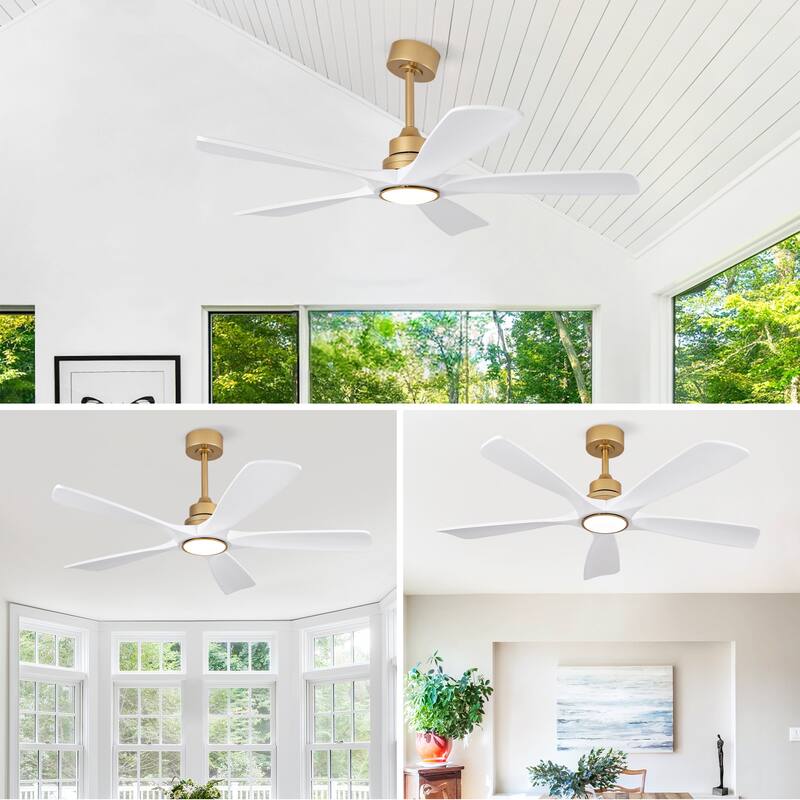 52" Ceiling Fans w/ Lights and Remote Control, Dimmable LED, Reversible DC Motor