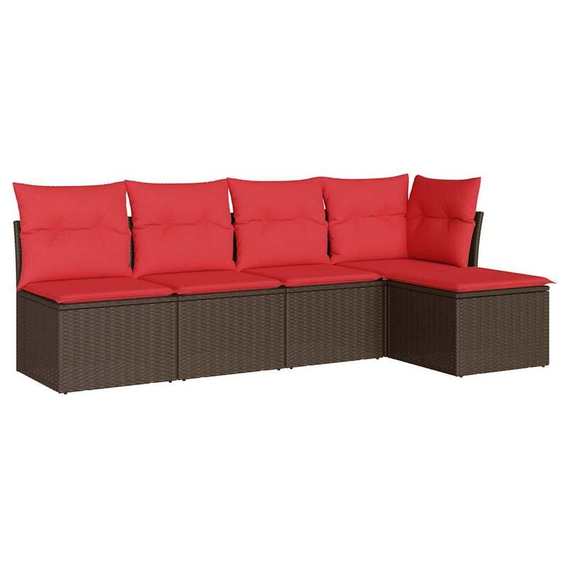 vidaXL 5/6 Piece Patio Sofa Set with Cushions Black/Brown/Gray Poly Rattan - 24.4 x 24.4 x 27.2