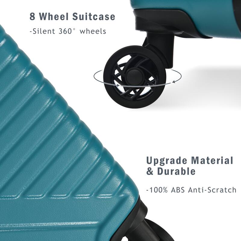3 Piece Hardshell Luggage Spinner 8 Wheels Suitcase Sets (20"24"28")