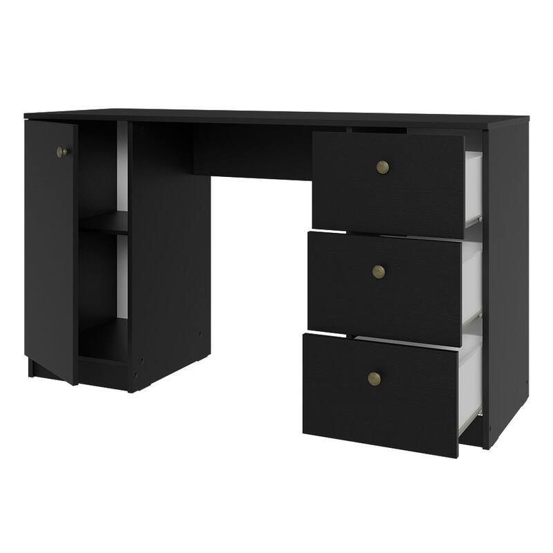 Madesa Home Office Gaming Computer Desk, Cable Management and Large Monitor Stand, 30" H x 18" D x 53" W - White