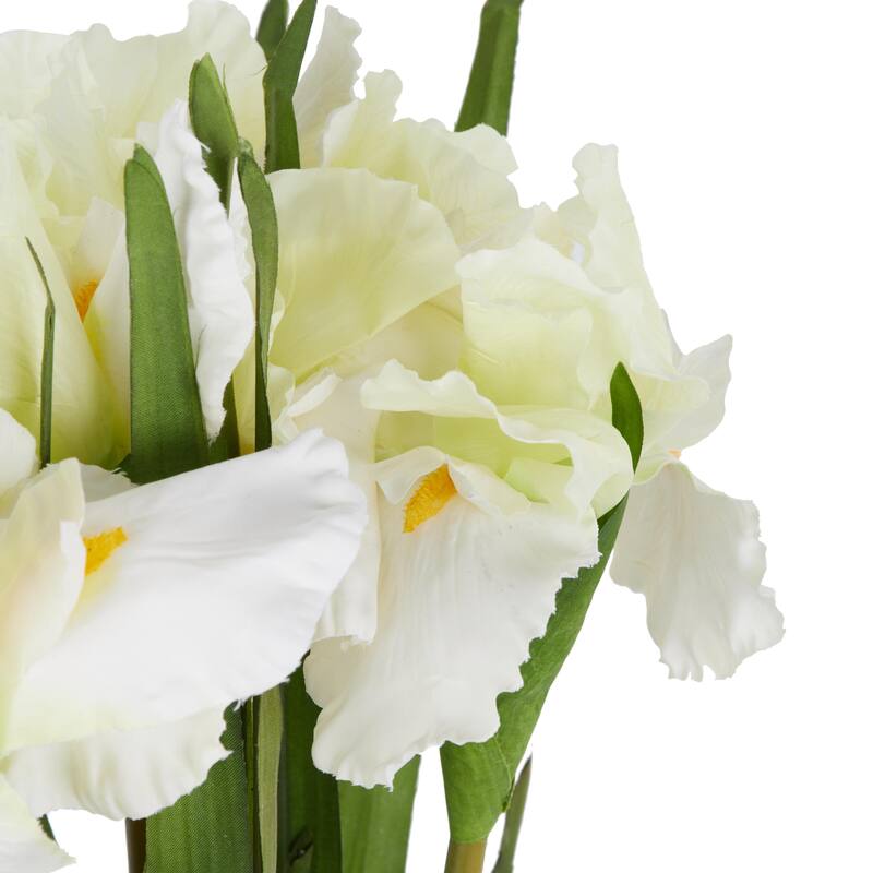 Polyester Iris Tall Artificial Flower Stem - Set of 8 White - Roche River Decor
