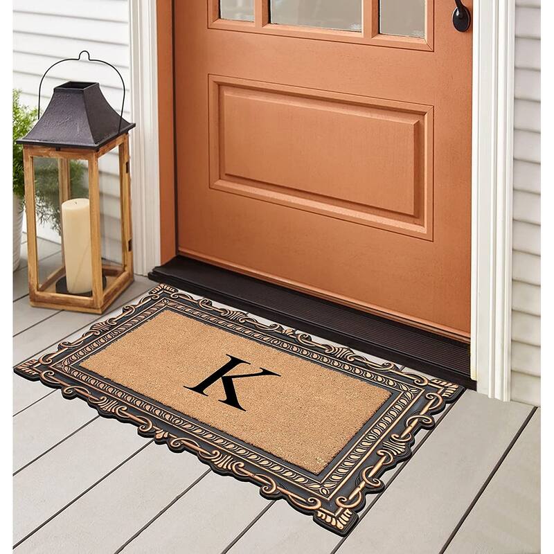 A1HC First Impression Carson Rubber and Coir 24" X 36", Heavy Duty, Easy to Clean Outdoor Monogrammed Doormat