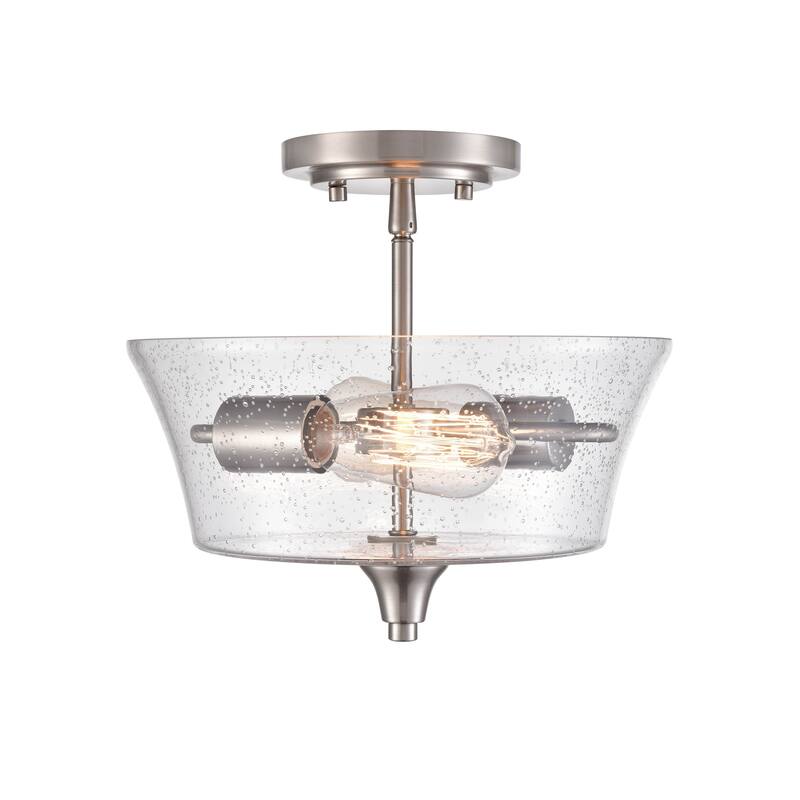 Millennium Lighting Caily 2 Light Semi-Flush Mount Ceiling Fixture in Multiple Finishes with Seeded Glass Shade