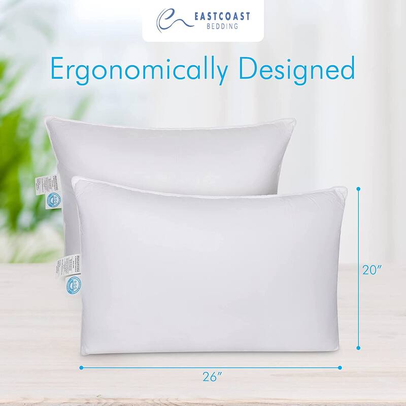 White Goose Down Pillows 550 Fill Power Cotton Shell