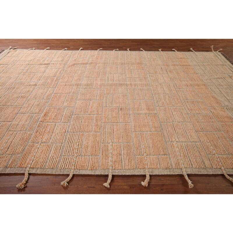 Striped Moroccan Area Rug Handmade Wool Carpet - 8'11"x 12'6"