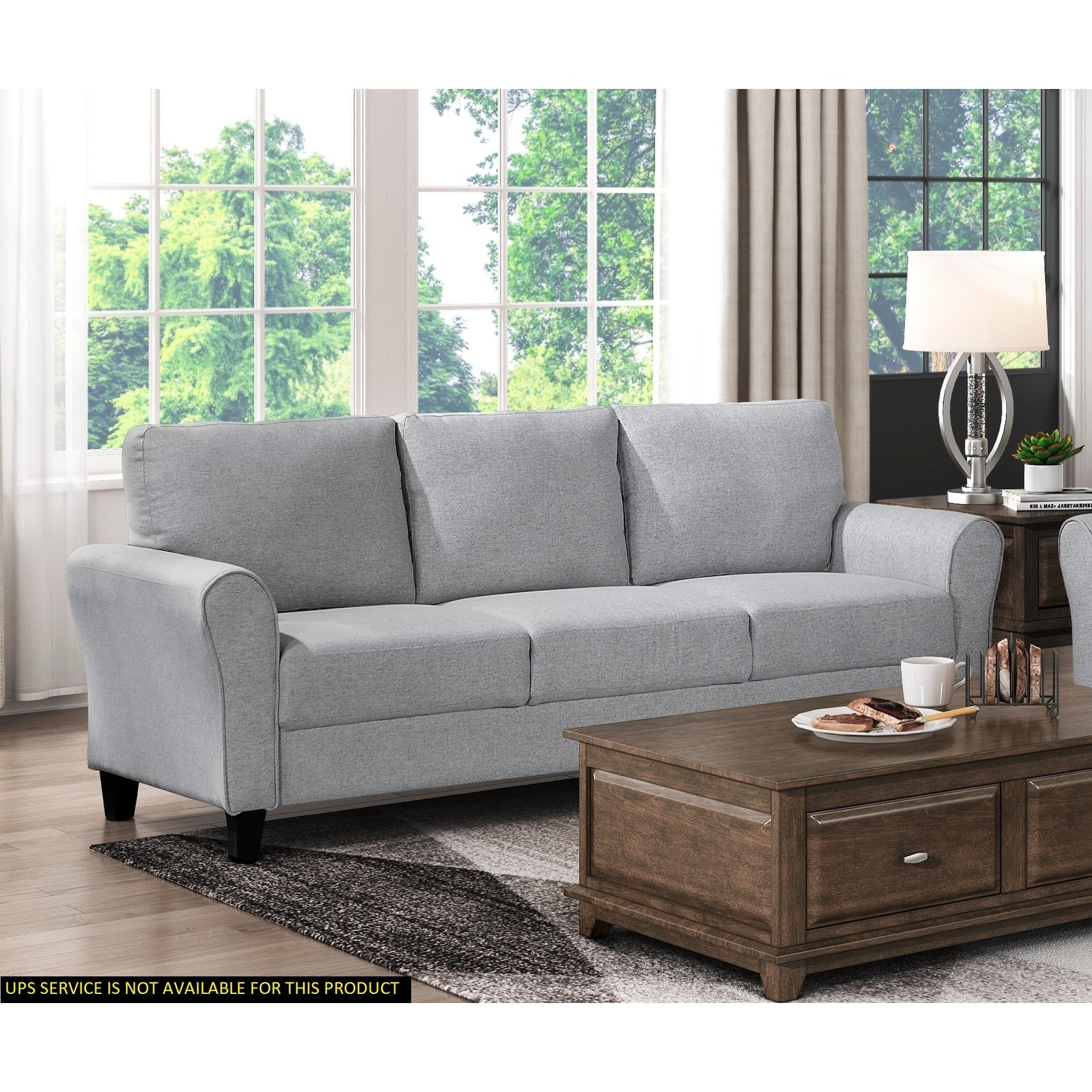 1pc Textured Sofa Fabric Upholstered Loveseat Sofa with Rounded