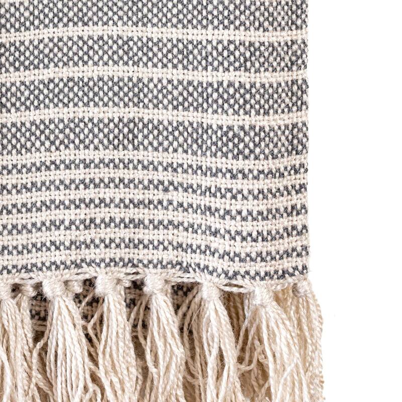 Foreside Home & Garden Striped Outdoor Picnic Blanket Gray Polyester
