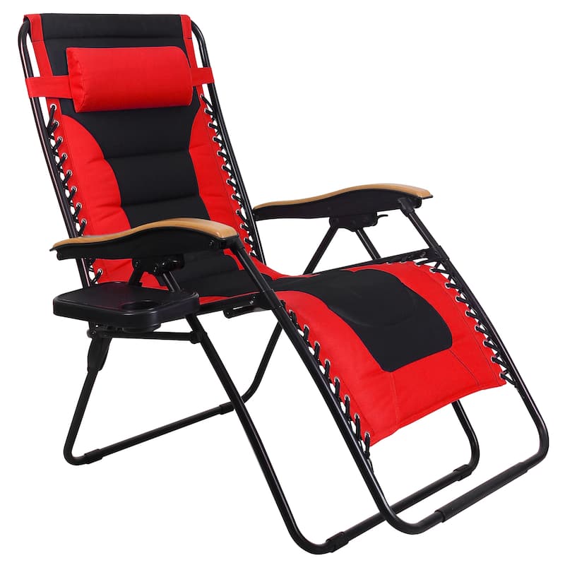 Oversize XL Padded Zero Gravity Lounge Chair Wider Armrest Adjustable Recliner with Cup Holder - N/A