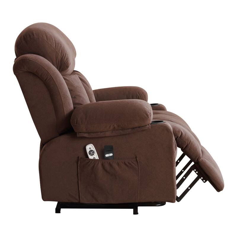 Power Lift Velvet Recliner Chair w/Heat and Massage & USB Charge Port