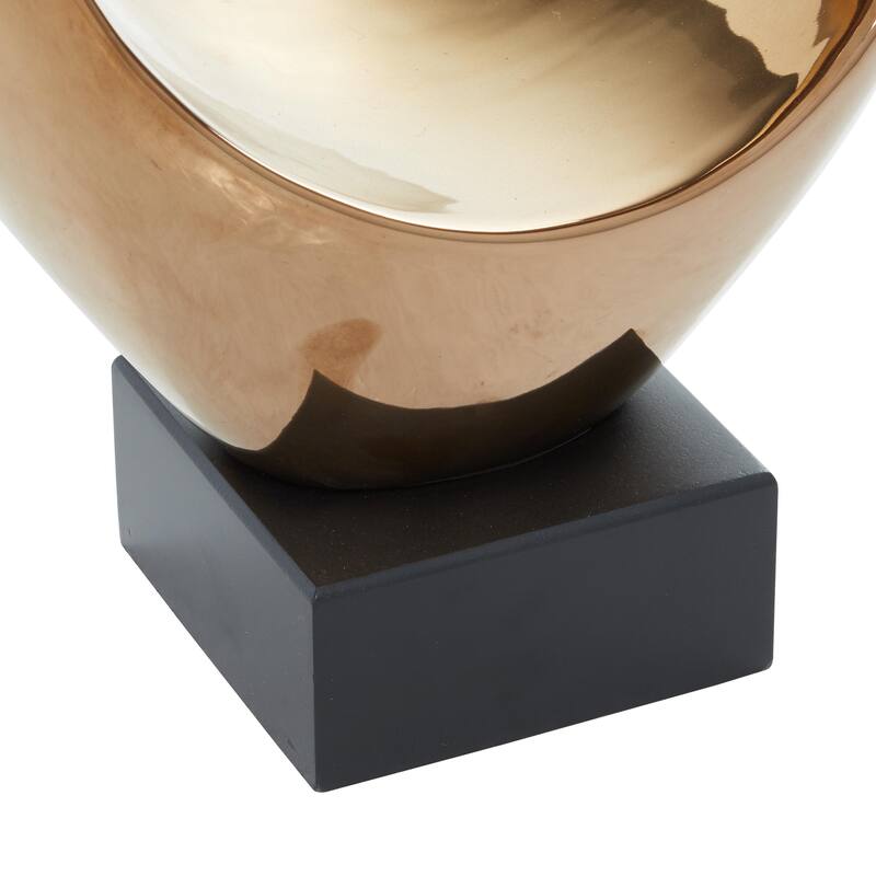 Polystone Abstract Heart Decorative Sculpture with Black Base - Silver, Copper - Roche River Decor