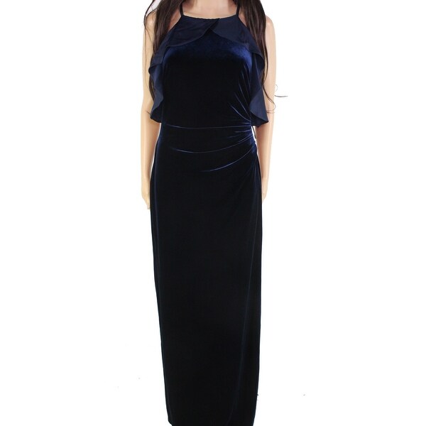 ralph lauren blue velvet dress