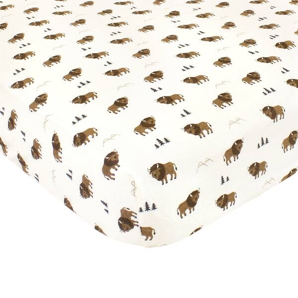 slide 1 of 1, Hudson Baby Infant Boy Cotton Fitted Crib Sheet, Wild Buffalo, One Size - Wild Buffalo - One Size One Size - Wild Buffalo