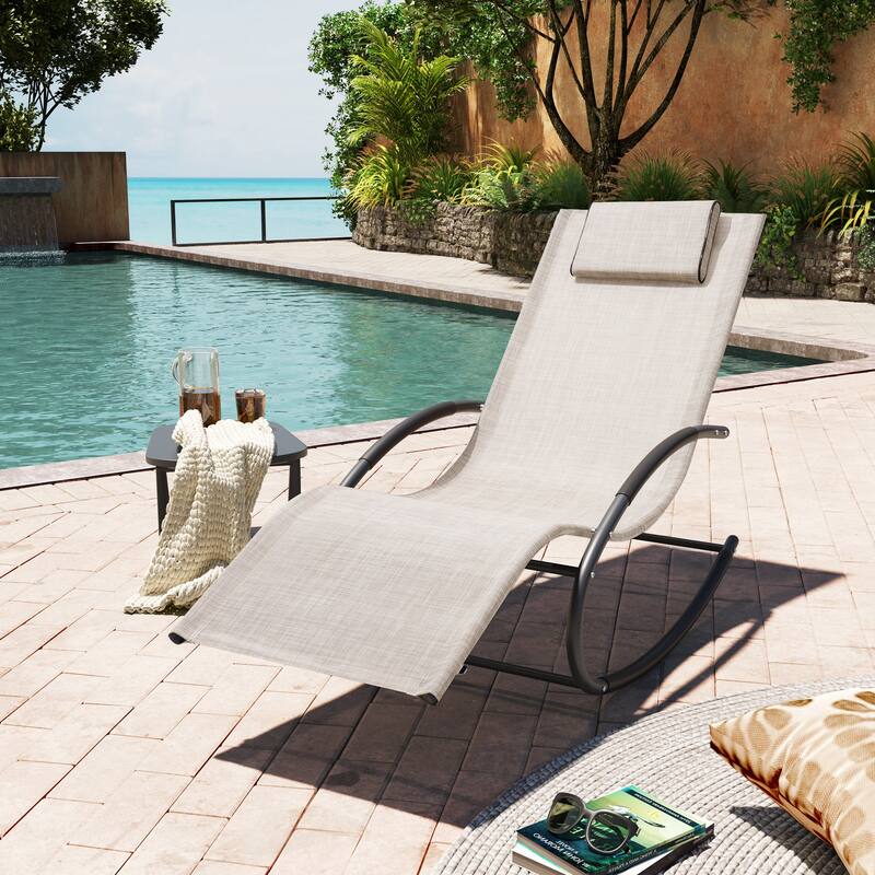 Pellebant Chaise Patio Rocking Chair with Pillow