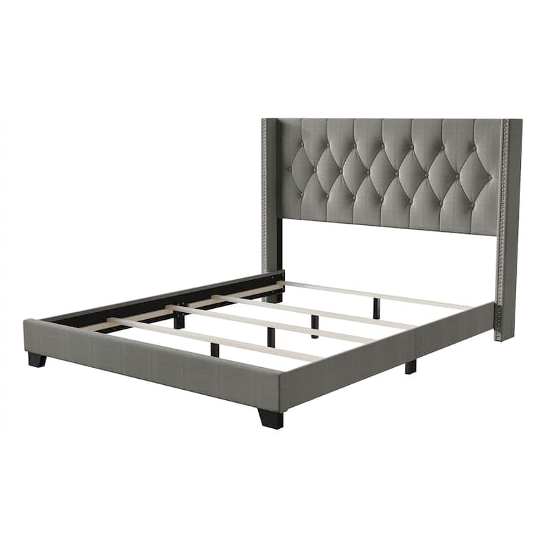 CraftPorch Glam Button Tufted Wingback Upholstered Bed