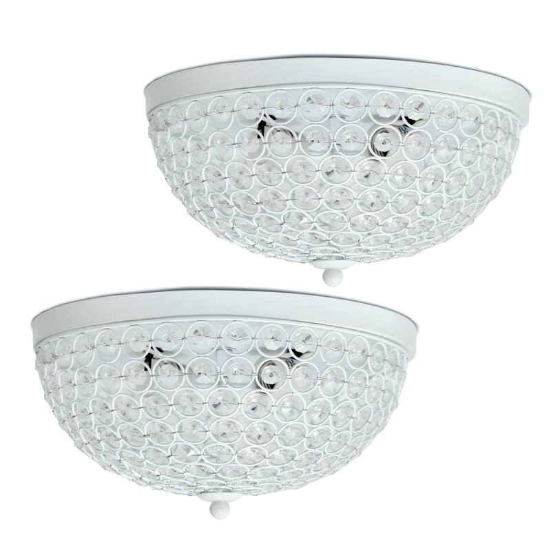 Light Elipse Crystal Flush Mount Ceiling Light - 2 Pack - White