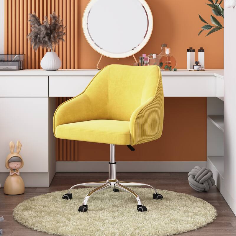 Corvus Braff Velvet Upholstered Adjustable Ergonomic Office Chair - Yellow