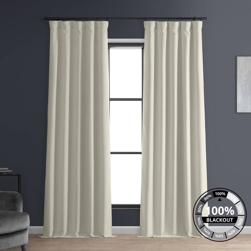 Exclusive Fabrics Faux Linen 100% Blackout Curtains Heat and Light Blocking - (1 Panel) - 50 X 108 - Off White