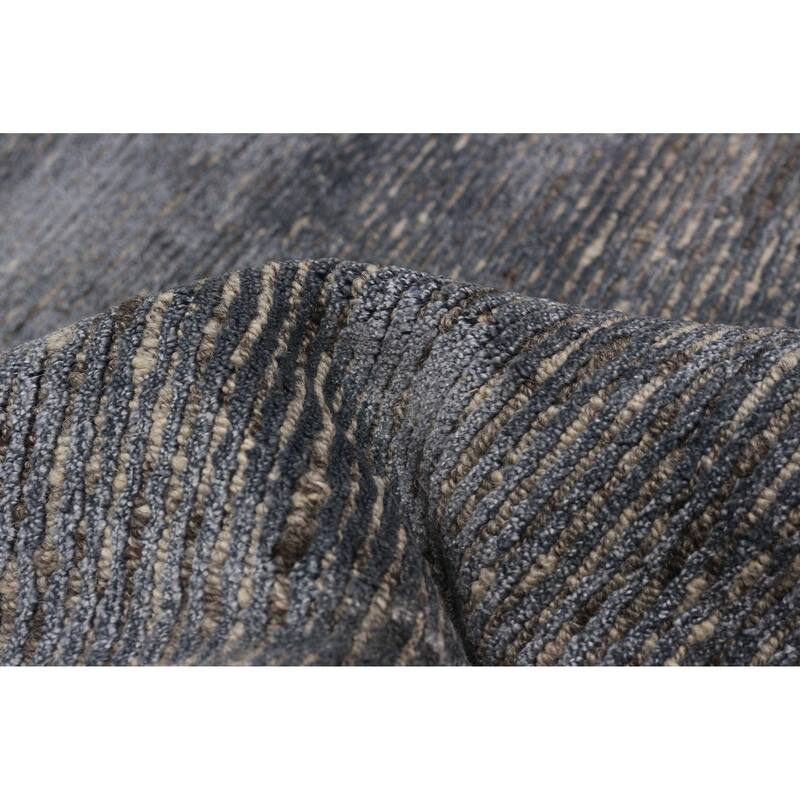 ECARPETGALLERY Hand-knotted Loreto Dark Grey Silk, Wool Rug - 11'4 x 14'9