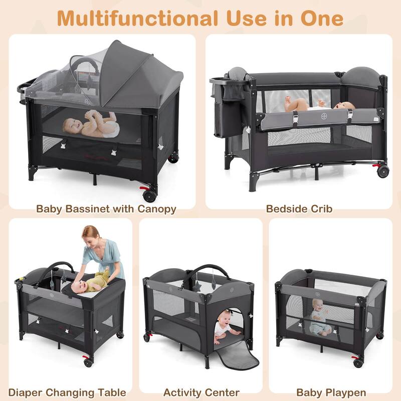 Babyjoy Baby Bassinet Bedside Crib with Changing Table Mattress - See Details