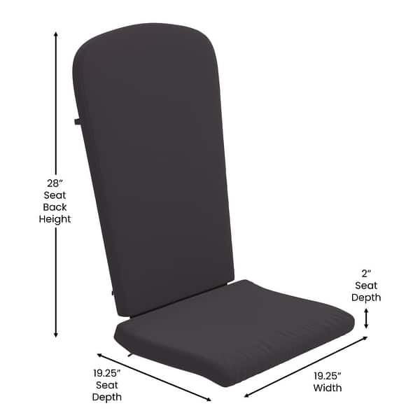 dimension image slide 4 of 7, Indoor/Outdoor Folding Adirondack Chairs with Cushions - Set of 2 - 30.25"W x 34"D x 37"H