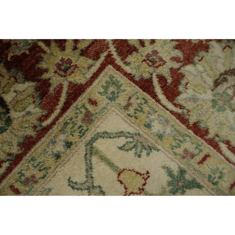 Hand Knotted Oriental 100% Wool Carpet Traditional All-Over Beige & Ivories Ziegler Area Rug - 9' 5'' X 6' 2''
