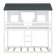preview thumbnail 22 of 24, Stylish & House Design Wood Bunk Bed with Build-in Roof, Window, Guardrail, Ladder