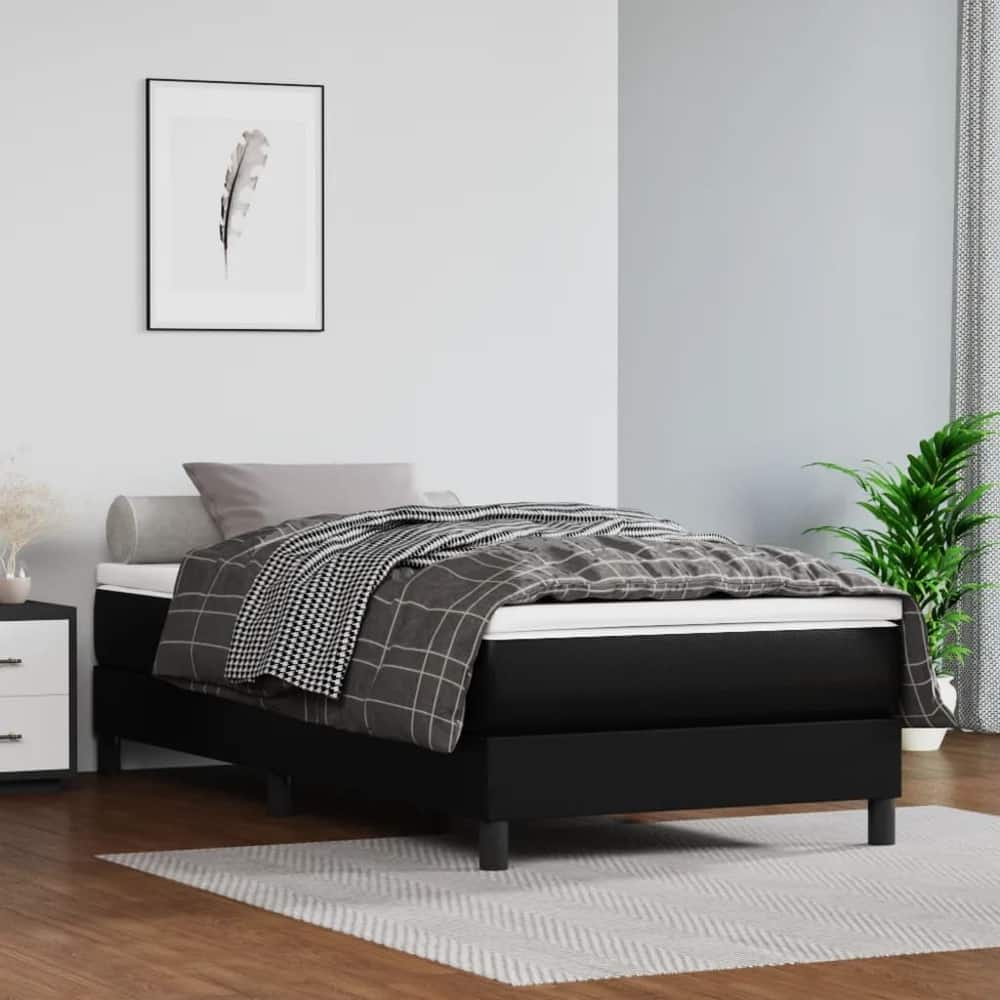 vidaXL Bed Frame Box Spring Bed Base with Mattress for Bedroom Faux Leather