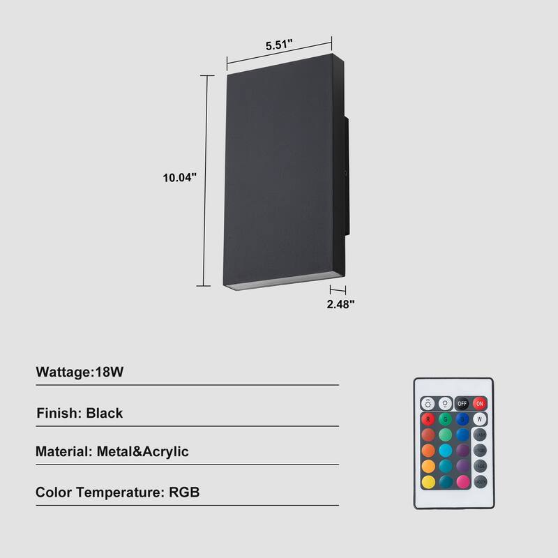 2-Light Matte Black Dimmable Outdoor LED Wall Sconce