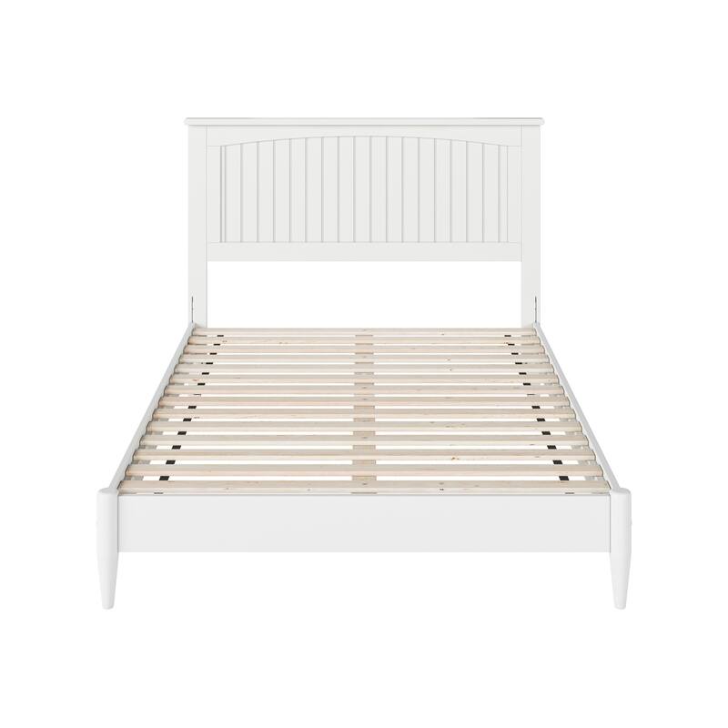 Contemporary Platform Bed - Full Size Wood Bed Frame - Low Profile Modern Bed - White Finish