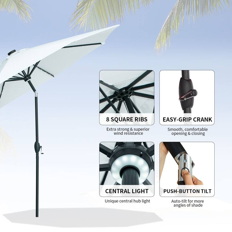 Autlaycil 10FT Solar Power LED Lights Patio Umbrella