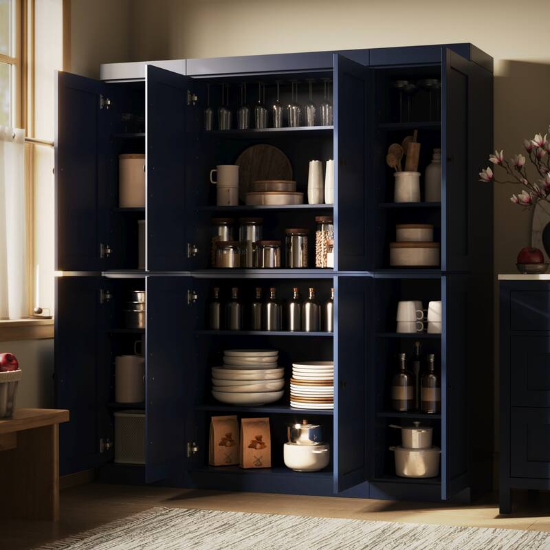 Palace Imports 100% Solid Wood Pantry Cabinet, Raised Panel Doors, Adjustable Shelves, 65" Wide, 71.5" Tall - 65" x 71.5"