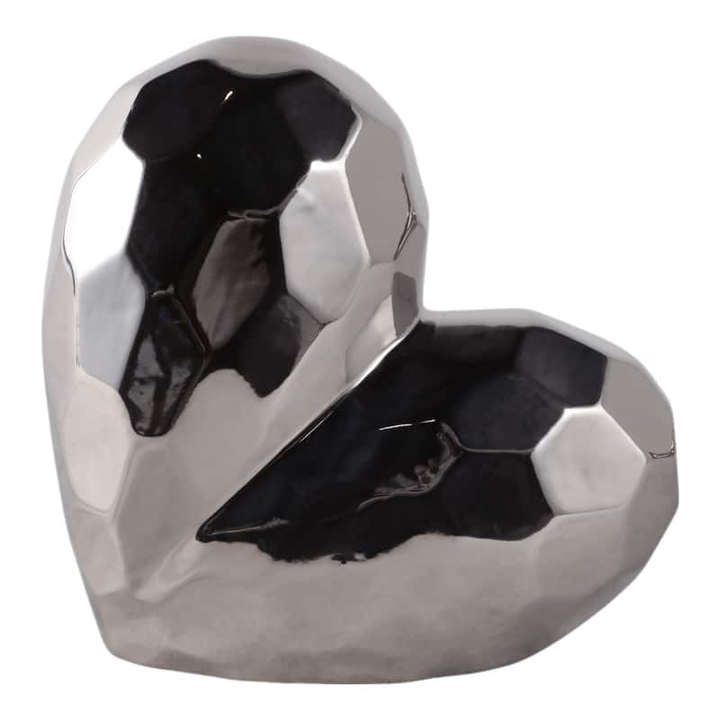 Modern Stone Ceramic Geometric Heart Sculpture