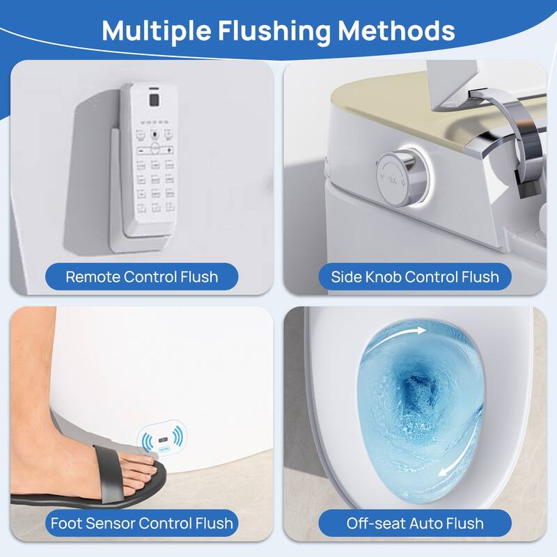 Smart Toilet, One Piece Bidet Toilet for Bathrooms,Modern Elongated Toilet with Warm Water,Dual Auto Flush,Foot Sensor Operation